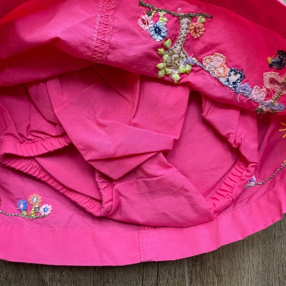 OshKosh B'gosh Pink Skirt 12 Months Embroidered Flowers Cotton Nylon‎ Spring Y2K